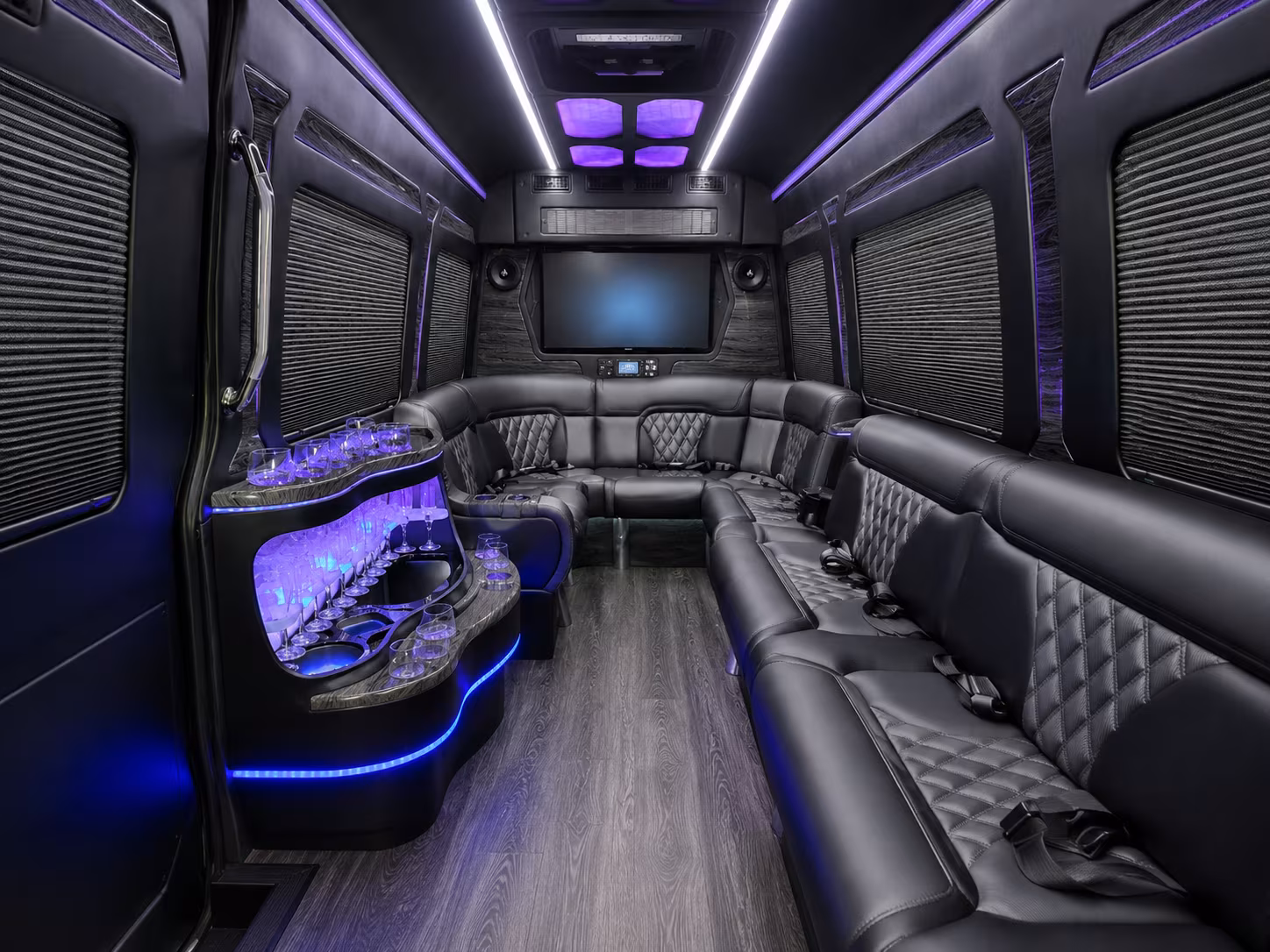 durham 50 passenger party bus inside